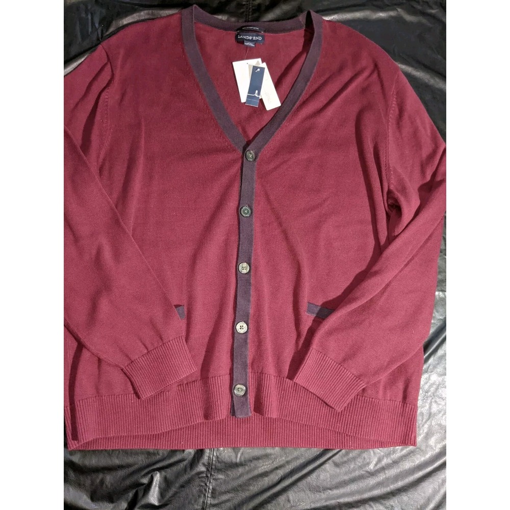 Land's‎ End Sweater Size 46-48 XL Brandywine Colorblock Supima Cotton